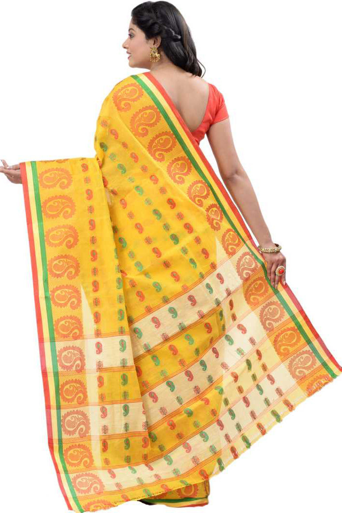 Yellow Pure Cotton Kanak_Chur Tant Saree (453)